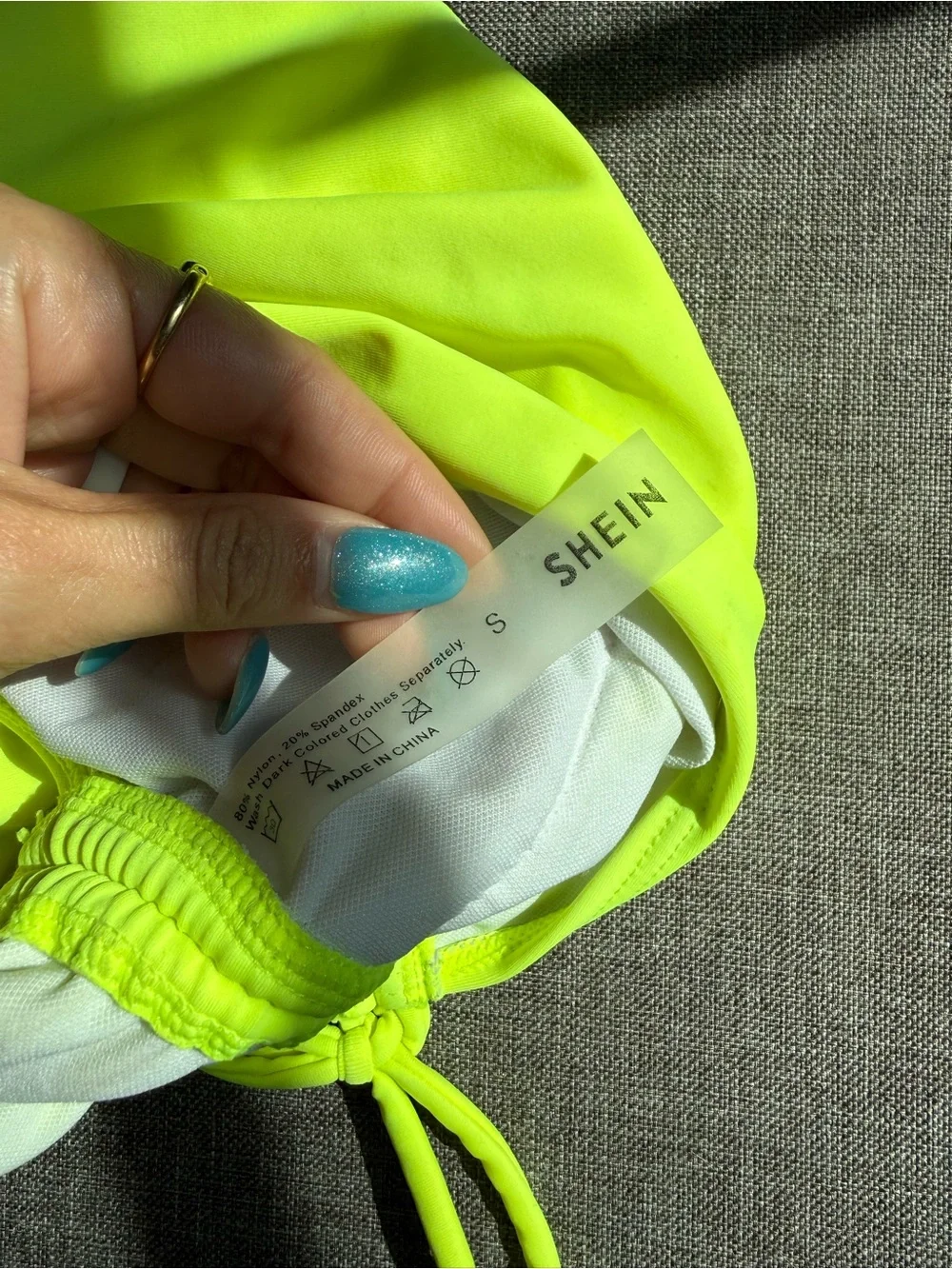 SHEIN Neon Lime Drawstring Swim Top